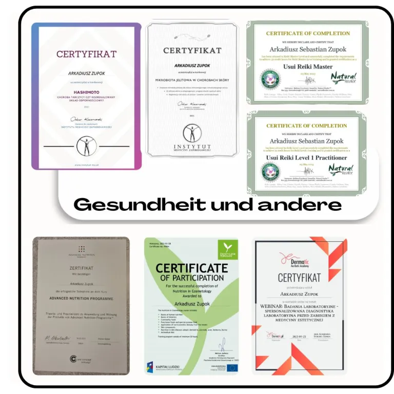 Zertifikate Gesundheit – Usui Reiki Master, Ernährung, Hautgesundheit