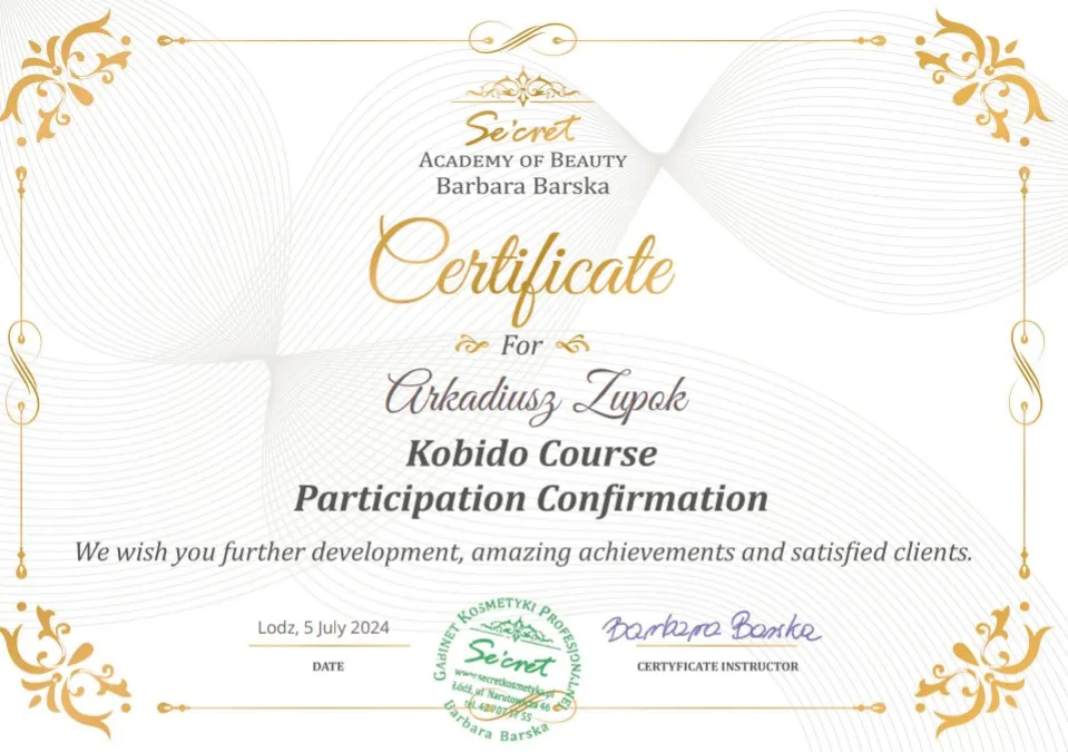Kobido-Zertifikat – Secret Academy of Beauty, Łódź 2024